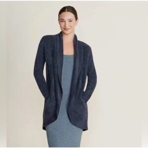 Barefoot Dreams Circle Cardigan Navy XS/S‎ Open Front Pockets. Soft Bamboo